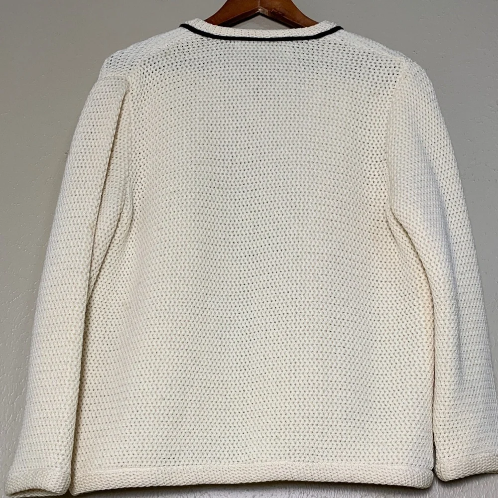 Ethel of Beverly Hills Travel Novelty Cardigan Wool Sweater Cream Women's M - Picture 10 of 16